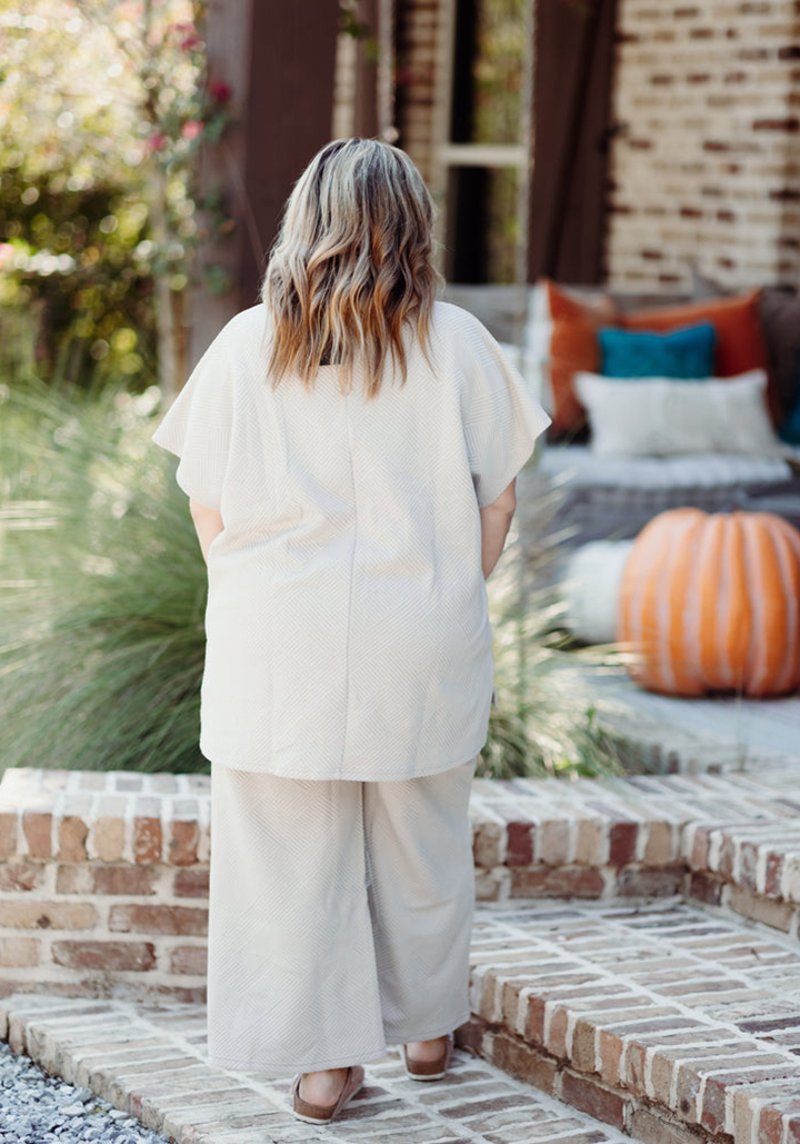 Women's Textured V NeckTop and Pants Casual Set (Buy 2 Free Shipping)