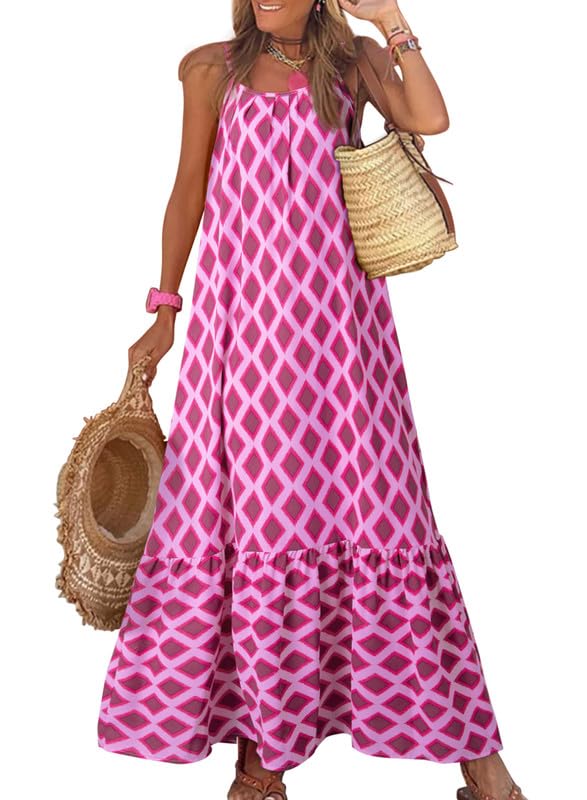 Women's Spaghetti Strap Ruffled Bohe Maxi Dress