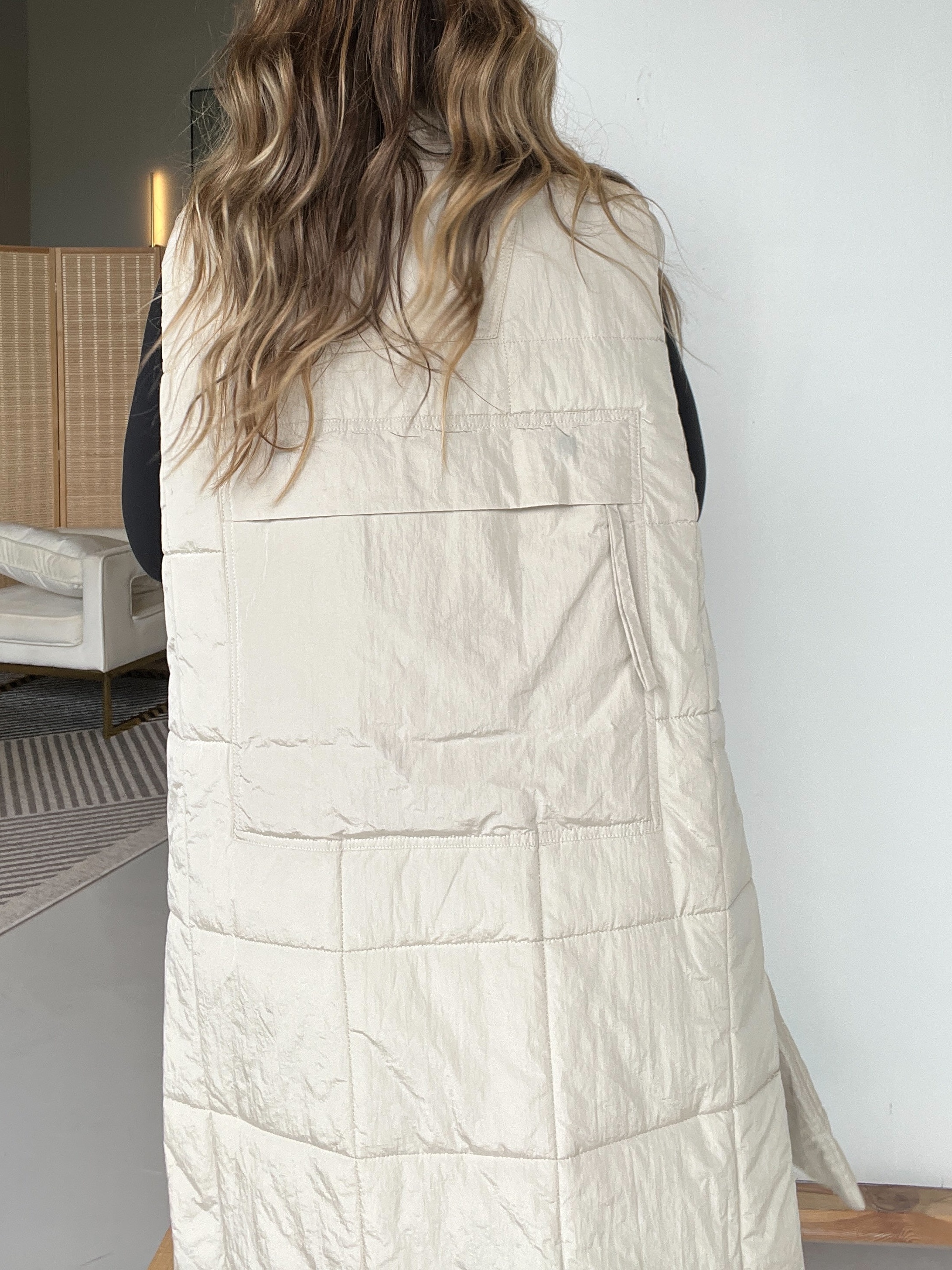 Long Puffer Vest With Bust Pockets (Buy 2 Free Shipping)