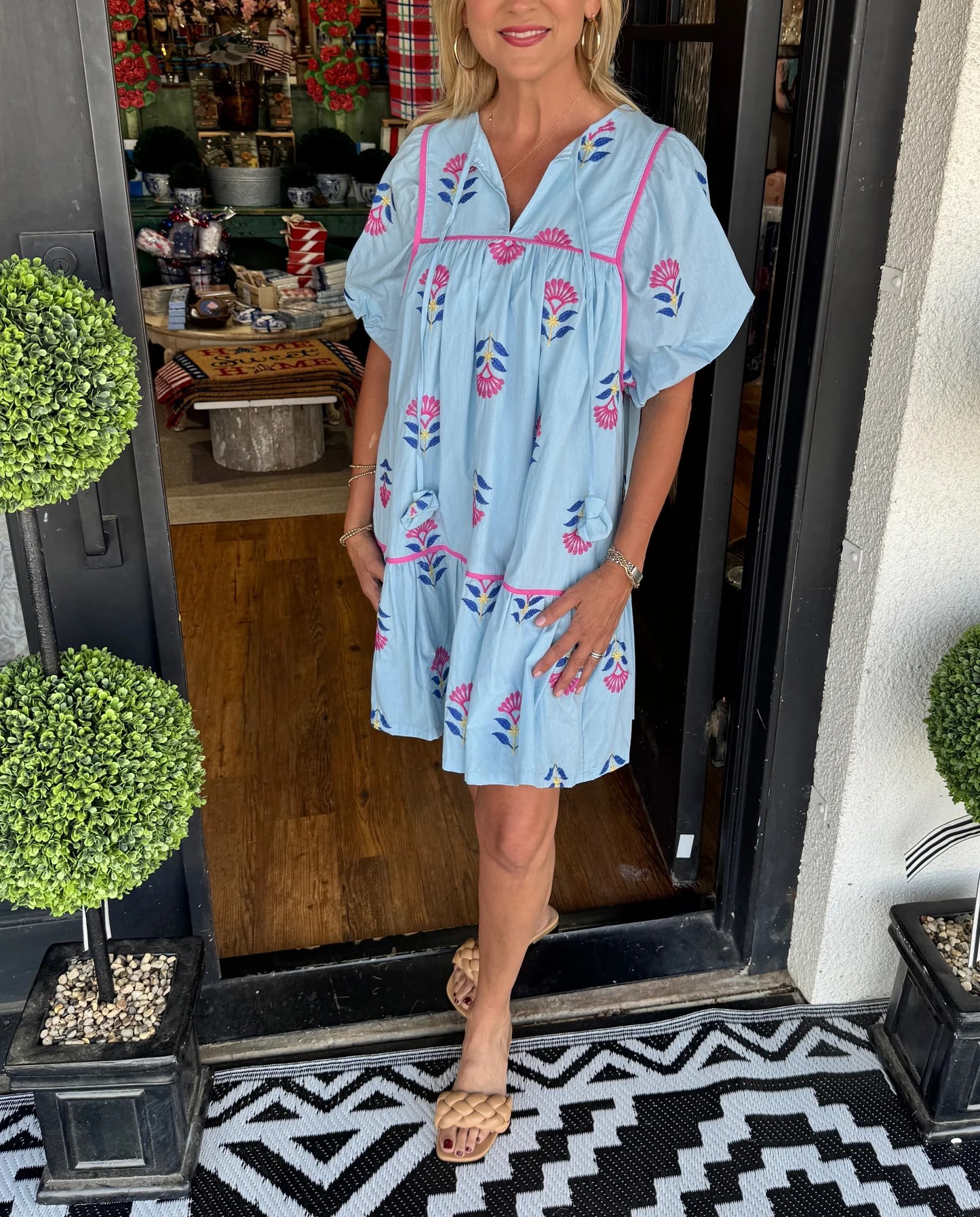 Women's Puff Sleeve Cute Floral Dress