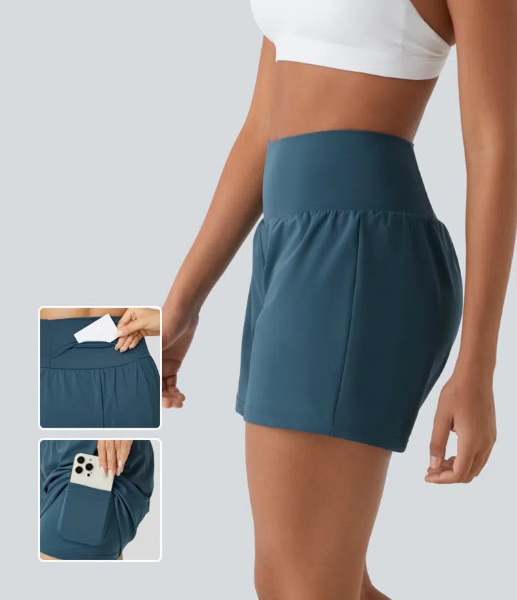 High Waisted Back & Side Hidden Pocket 2-in-1 Shorts (Buy 2 Free Shipping)