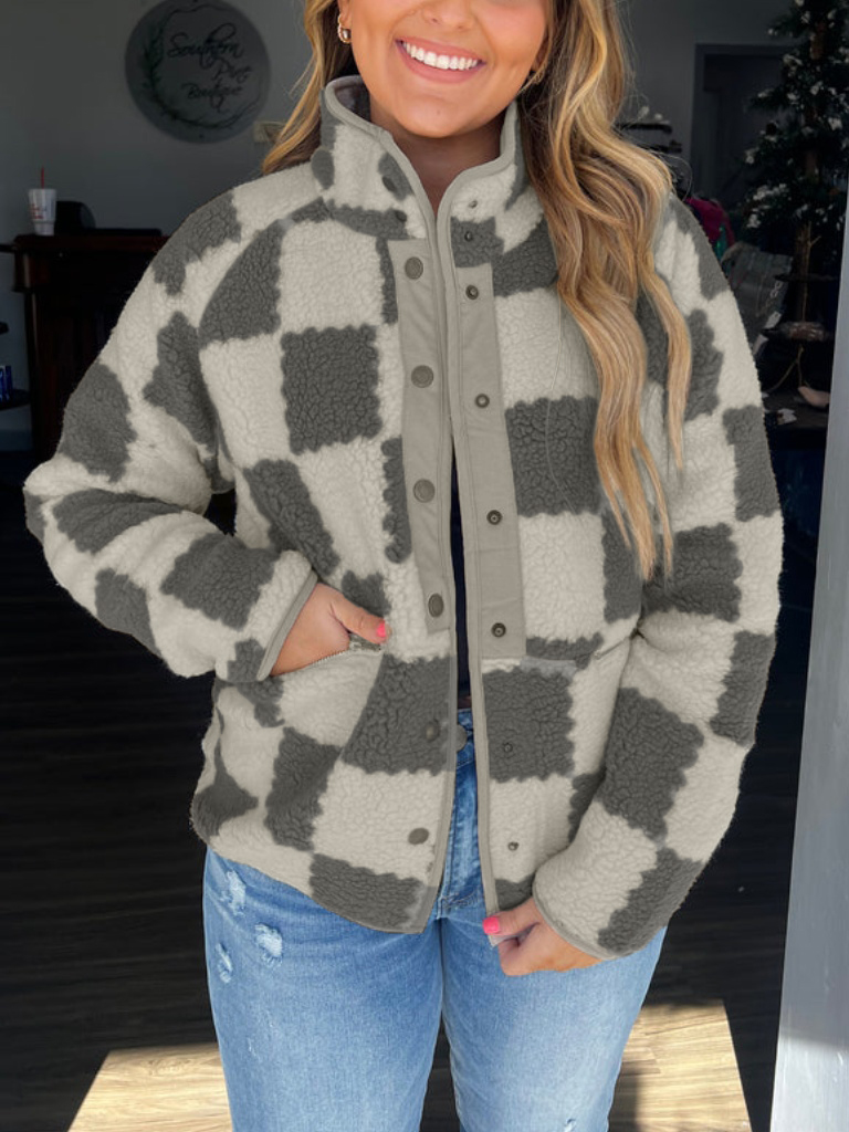 Checkered Sherpa Jacket（Buy 2 Free Shipping）