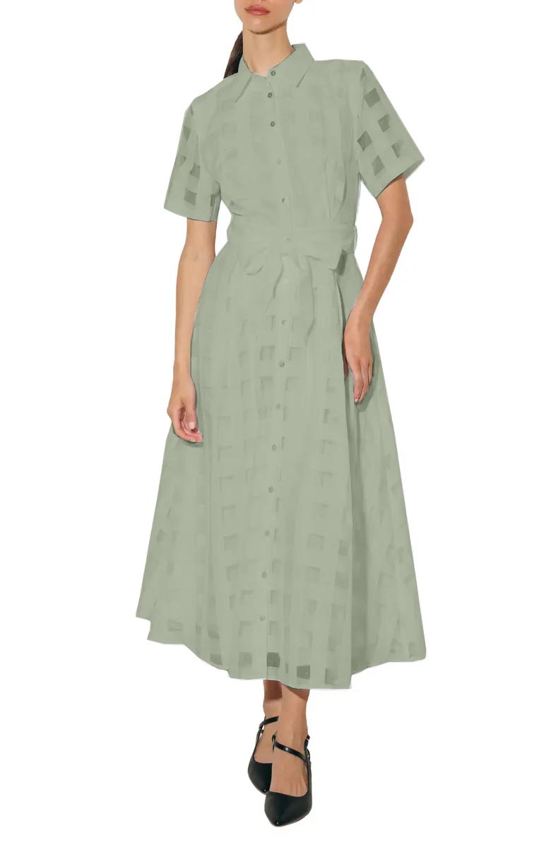 ✨Women's Button Plaid Mesh Bow Waist Shirt Maxi Dress (Buy 2 Free Shipping)