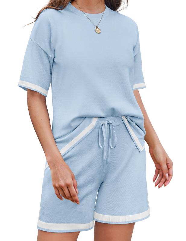 Women's Summer Colorblock Short-sleeved Top And Shorts Two-piece Set(Buy 2 Free Shipping)