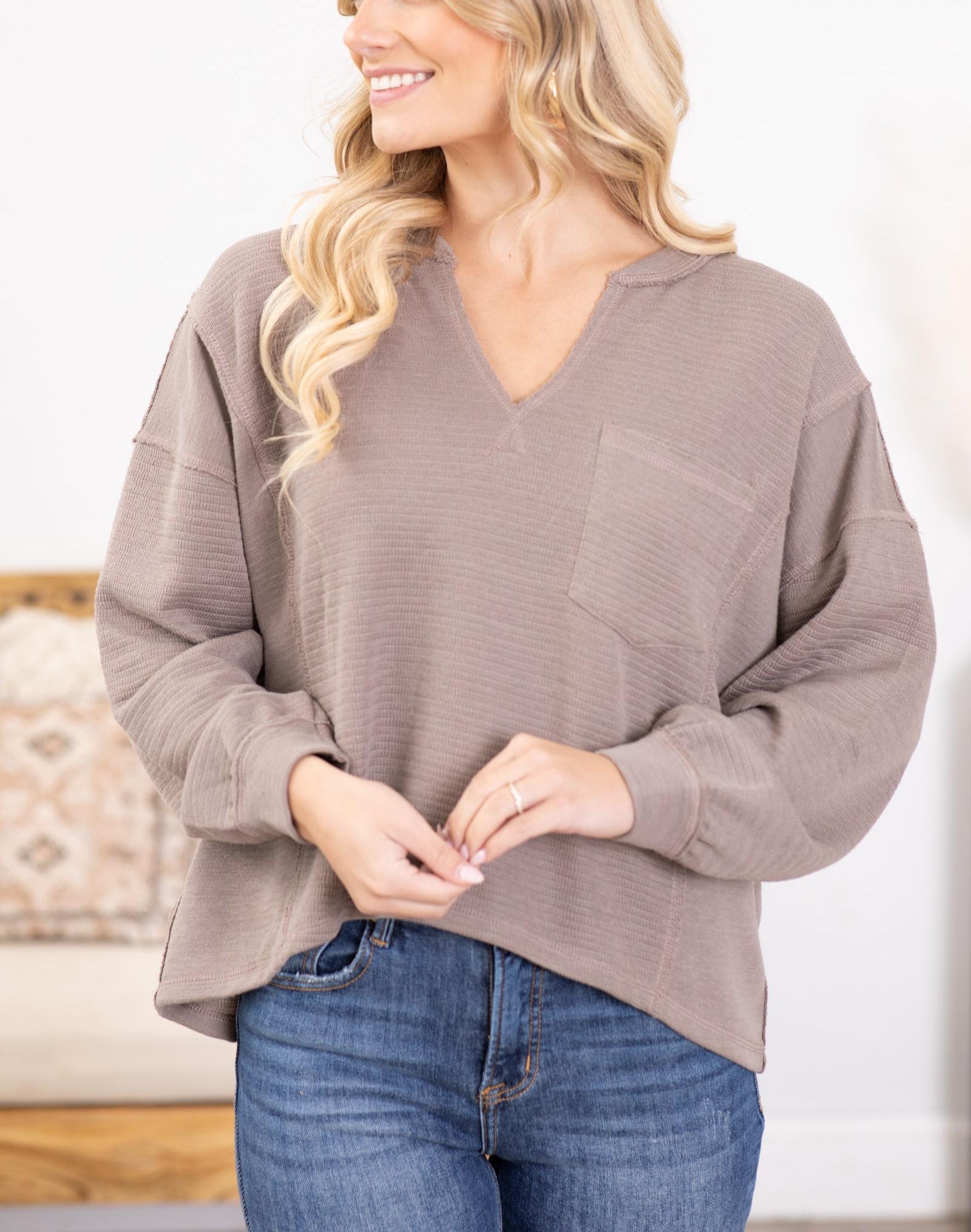 Solid Patchwork Split Neck Knit Top(Buy 2 Free Shipping)