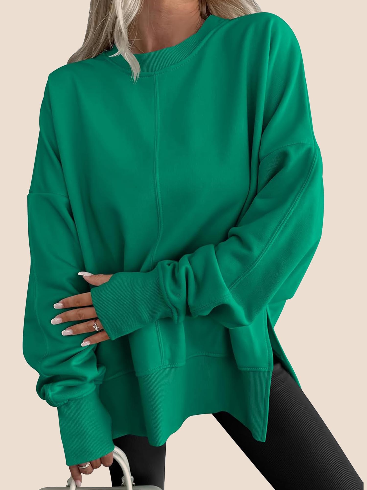Women's Oversized Thumbhole Long Sleeve Side Slit Sweatshirt (Buy 2 Free Shipping)  