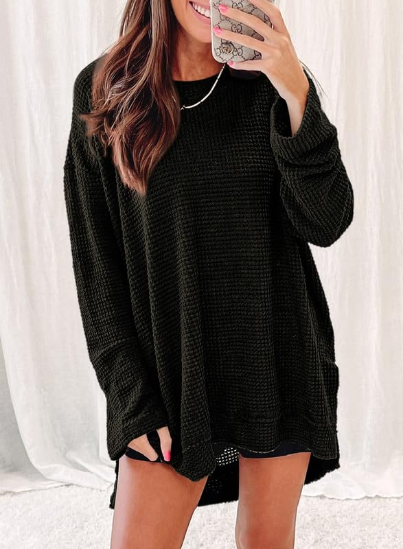 Women's Solid Waffle Knit Top(Buy 2 Free Shipping)