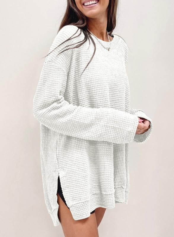 Women's Solid Waffle Knit Top(Buy 2 Free Shipping)