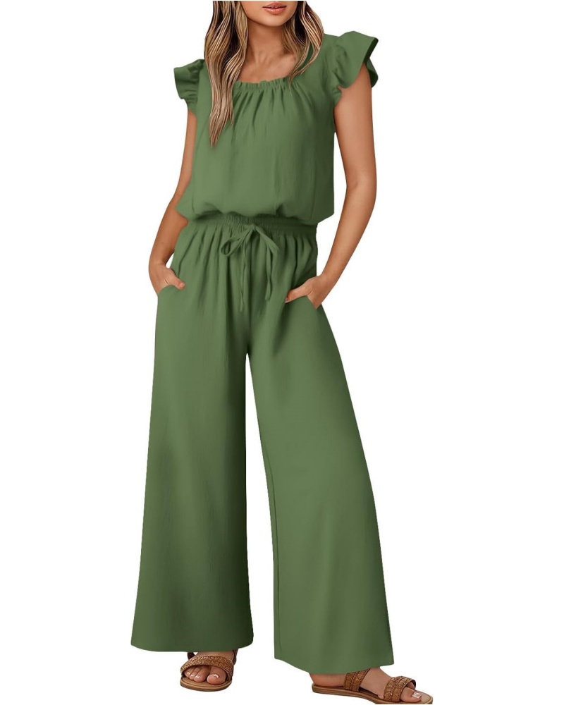 ✨Women's Linen Ruffle Sleeve Solid Color Jumpsuit (Buy 2 Free Shipping)