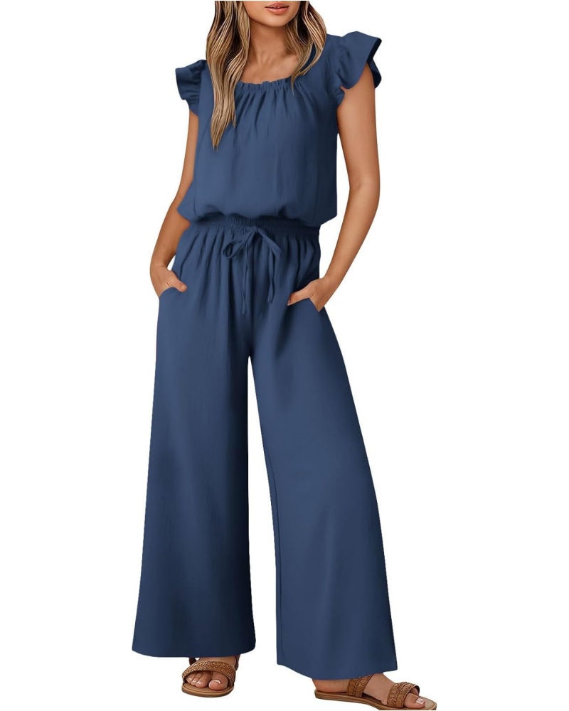 ✨Women's Linen Ruffle Sleeve Solid Color Jumpsuit (Buy 2 Free Shipping)