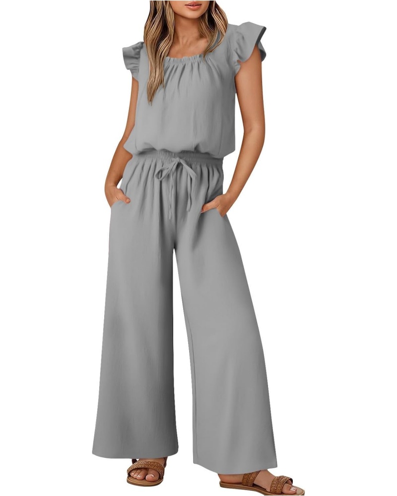 ✨Women's Linen Ruffle Sleeve Solid Color Jumpsuit (Buy 2 Free Shipping)