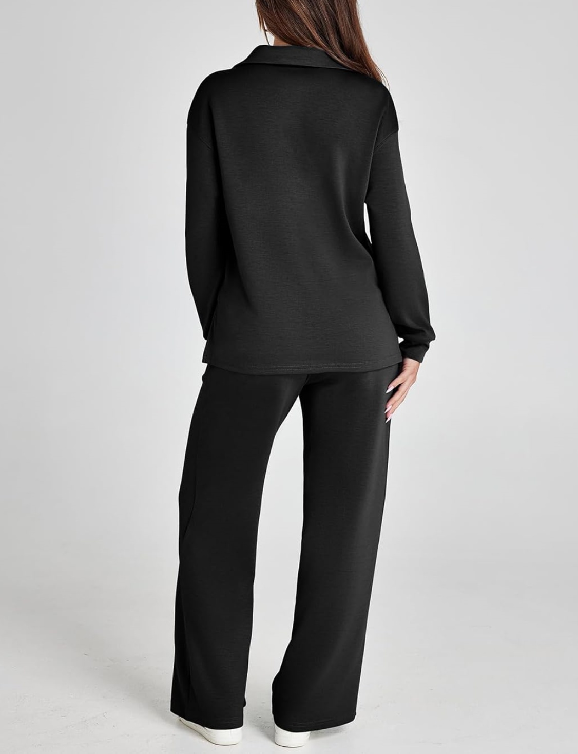 Casual V-neck Top Drawstring Wide Leg Pants Two Piece Set (Buy 2 Free Shipping)