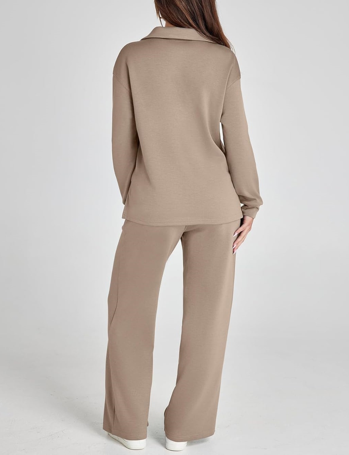 Casual V-neck Top Drawstring Wide Leg Pants Two Piece Set (Buy 2 Free Shipping)