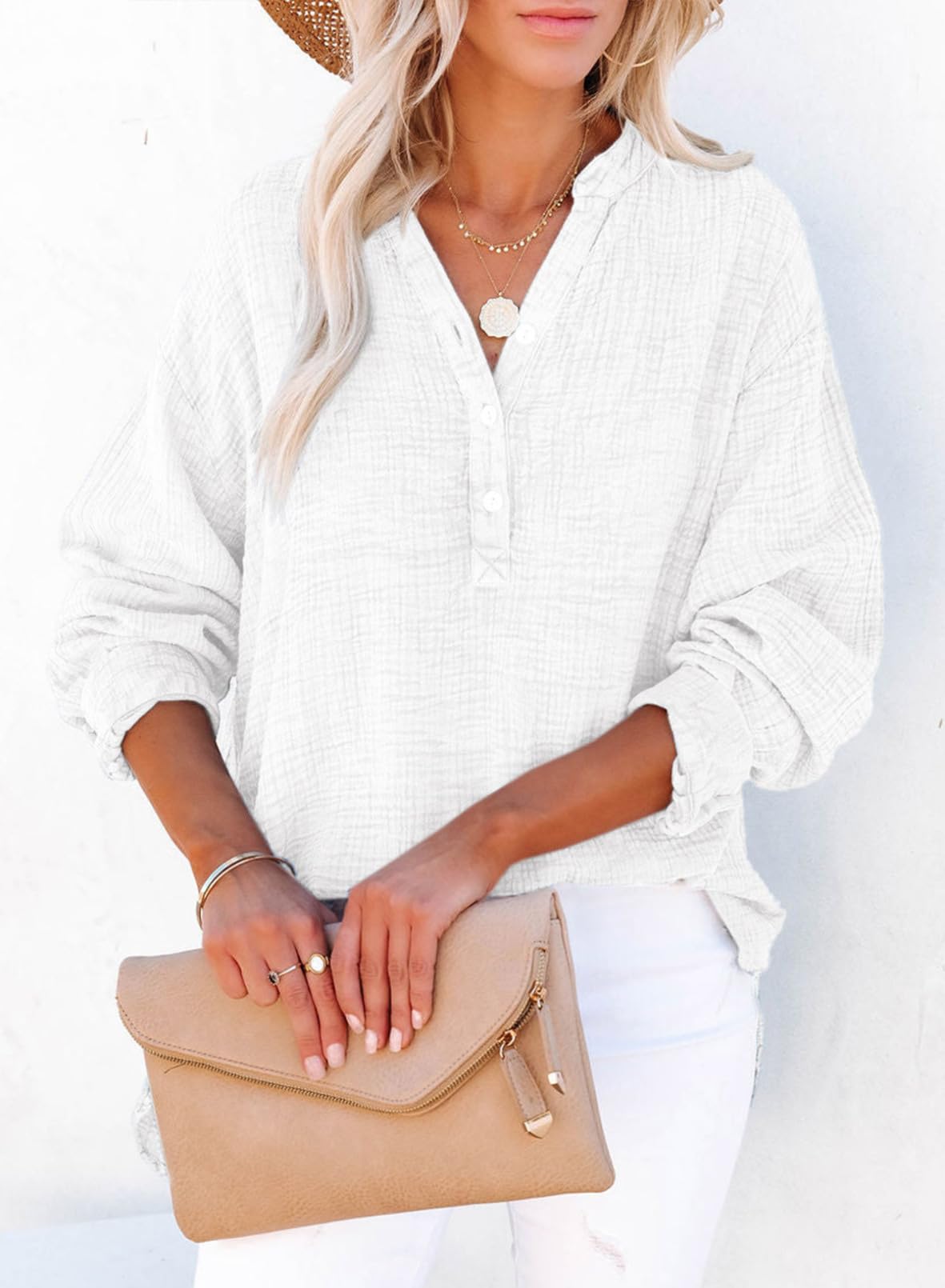 Women's Basic V-Neck Pullover Shirt T-Shirt