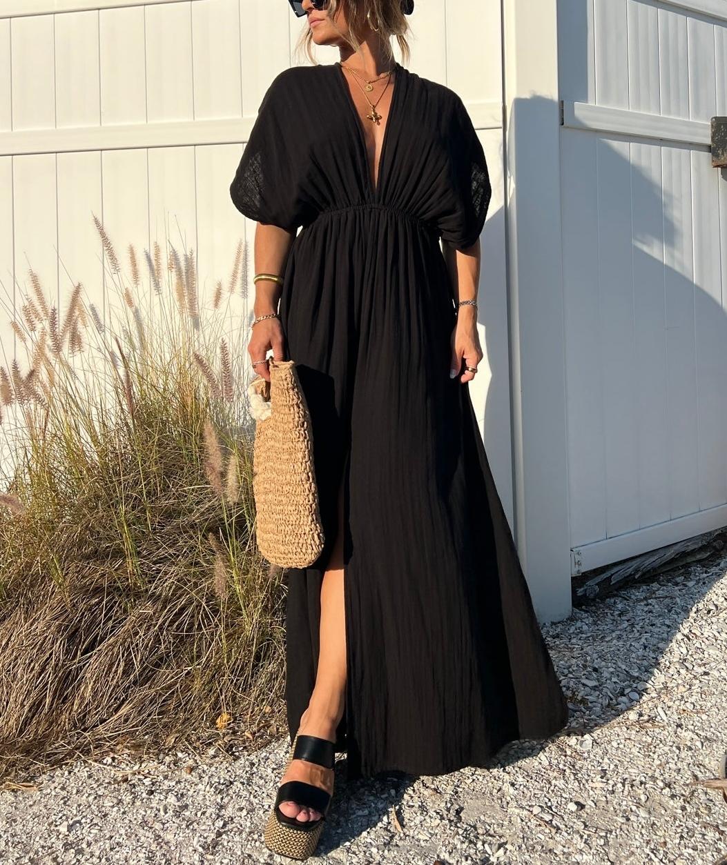 Women's V-neck Elegant Slit Backless Dress(Buy 2 Free Shipping)