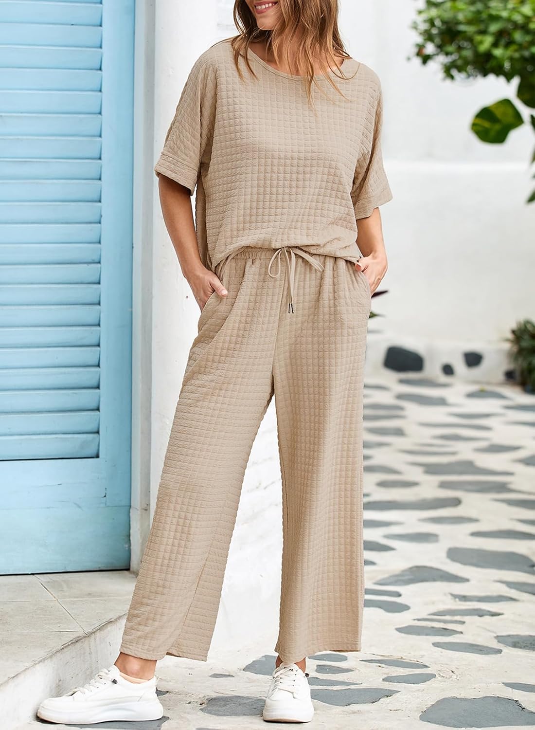 Women's Summer Tops and Drawstring Wide Leg Pants Lounge Sets(Buy 2 Free Shipping)