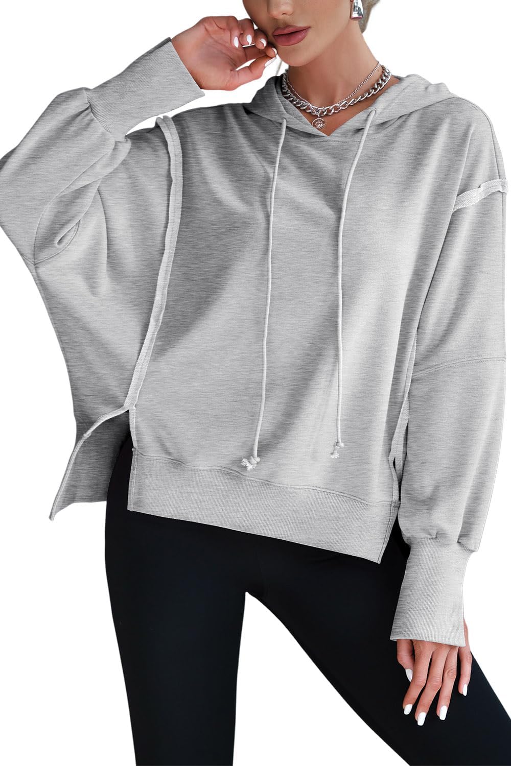 Oversized Side Slit Slit Patchwork Hoodies (Buy 2 Free Shipping)