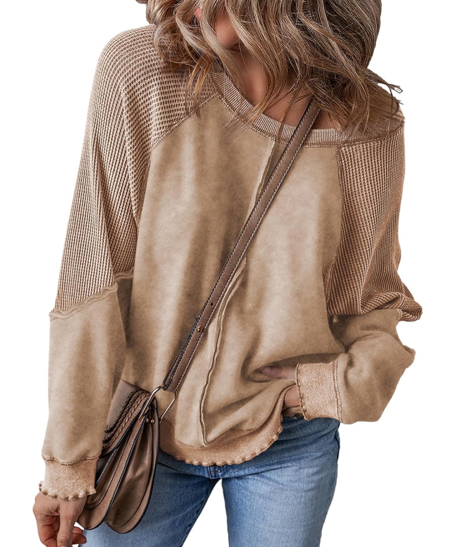 Waffle Knit Backstitch Sweatshirt (Buy 2 Free Shipping)