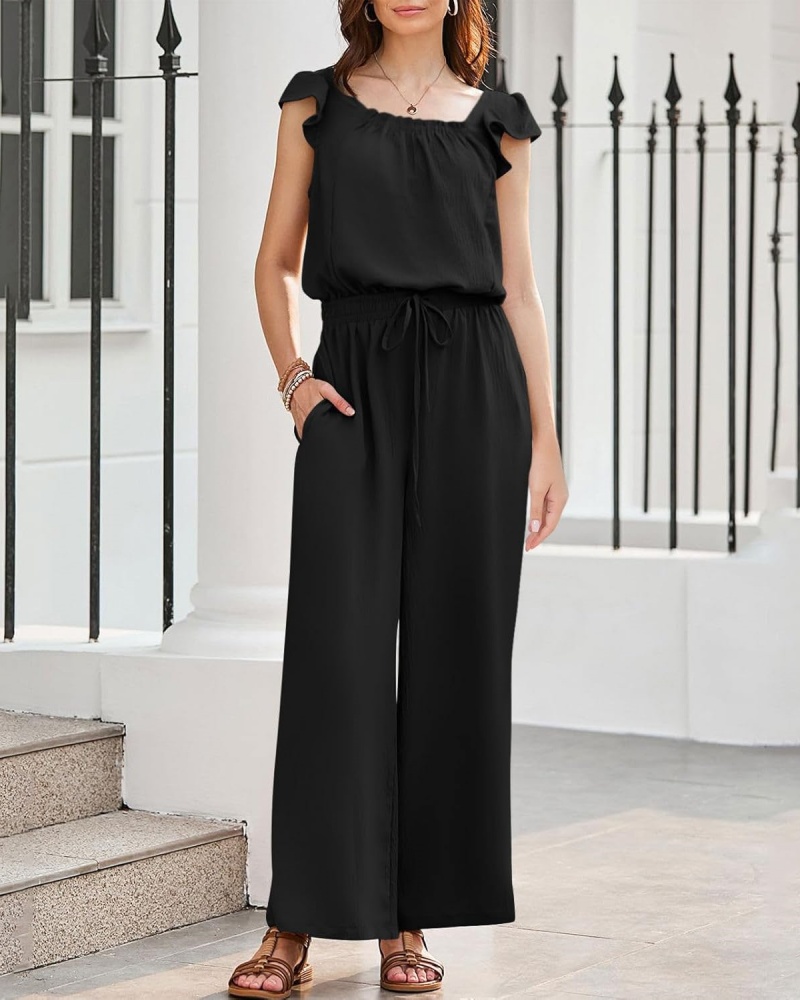 ✨Women's Linen Ruffle Sleeve Solid Color Jumpsuit (Buy 2 Free Shipping)