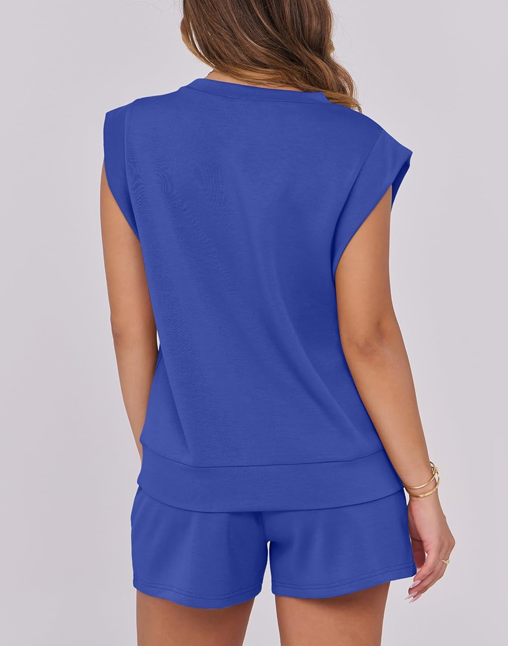 Women's Cap Sleeve Top and Drawstring Shorts 2-Piece Set(Buy 2 Free Shipping)