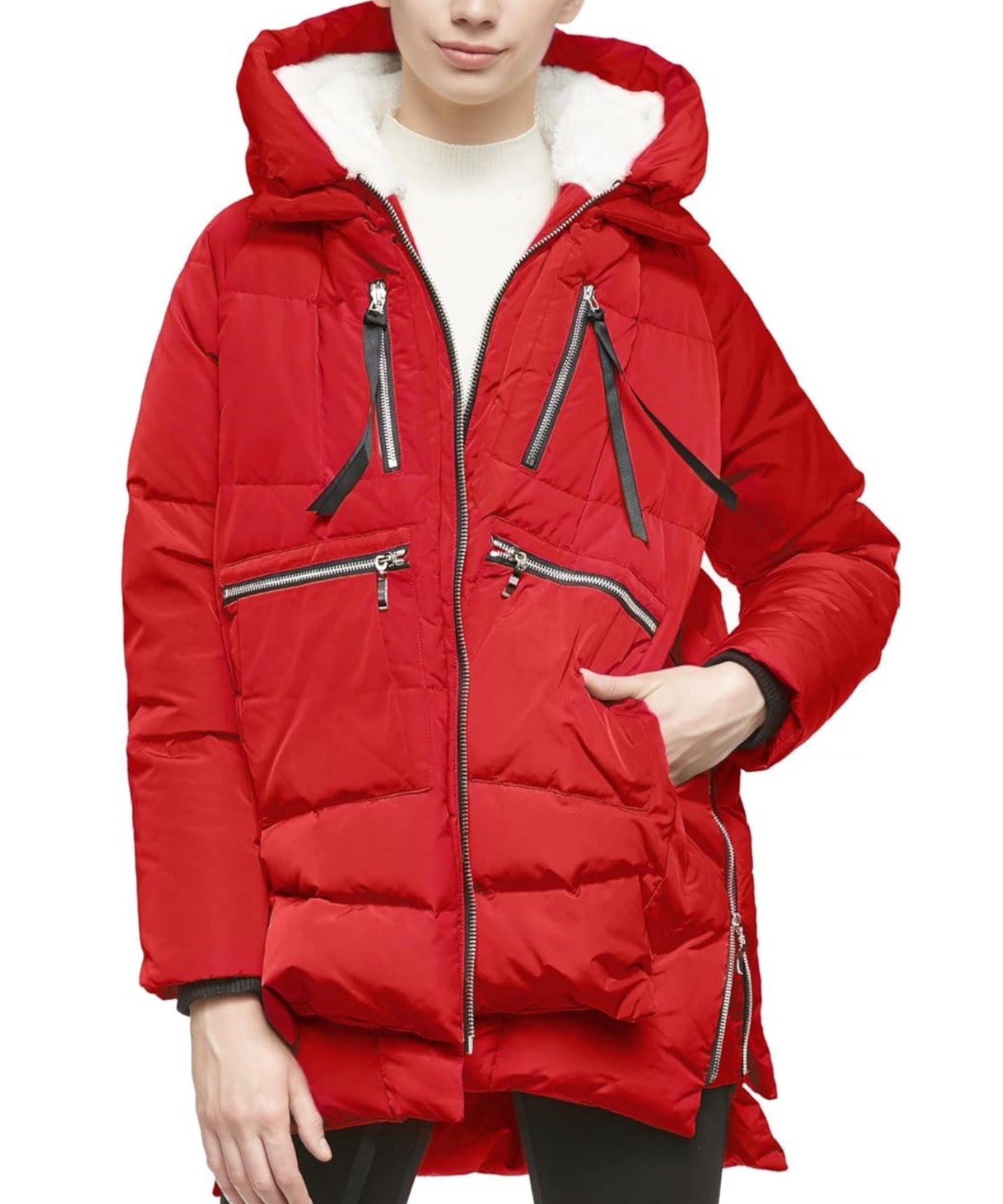 Oversized Zip Hooded Puffer Jacket with Pockets (Buy 2 Free Shipping)