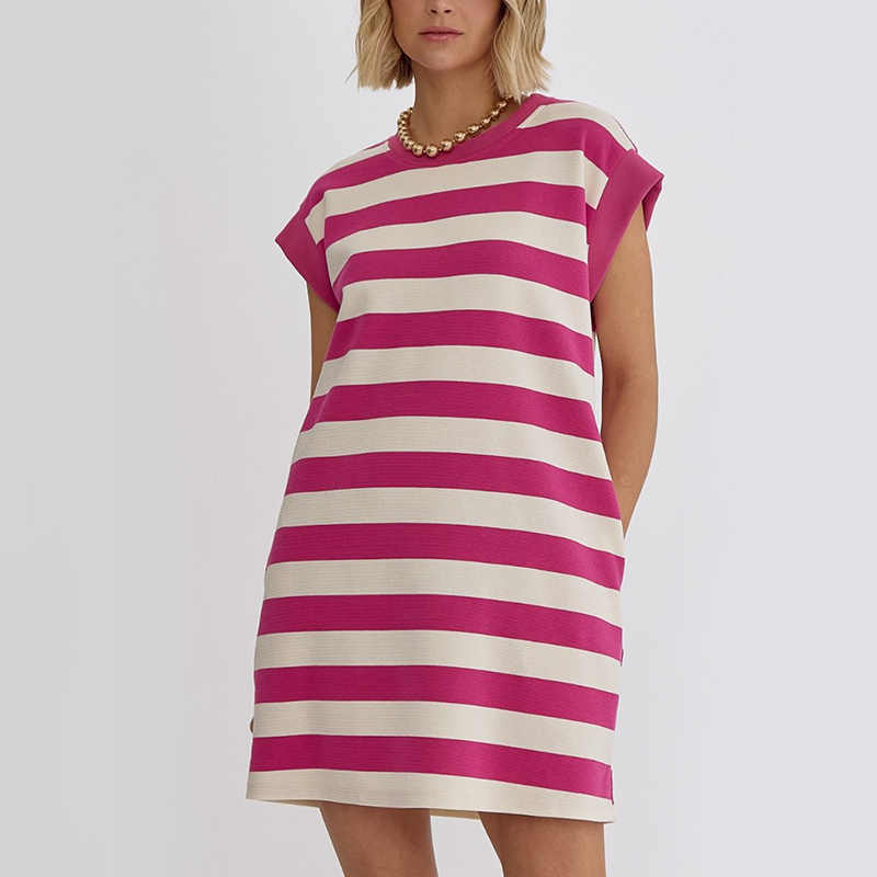 Stripe Sleeveless Mini Dress (Buy 2 Free Shipping)