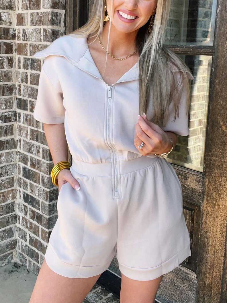 Women's Casual  Half Zip Collars Shorts Rompers(Buy 2 Free Shipping)