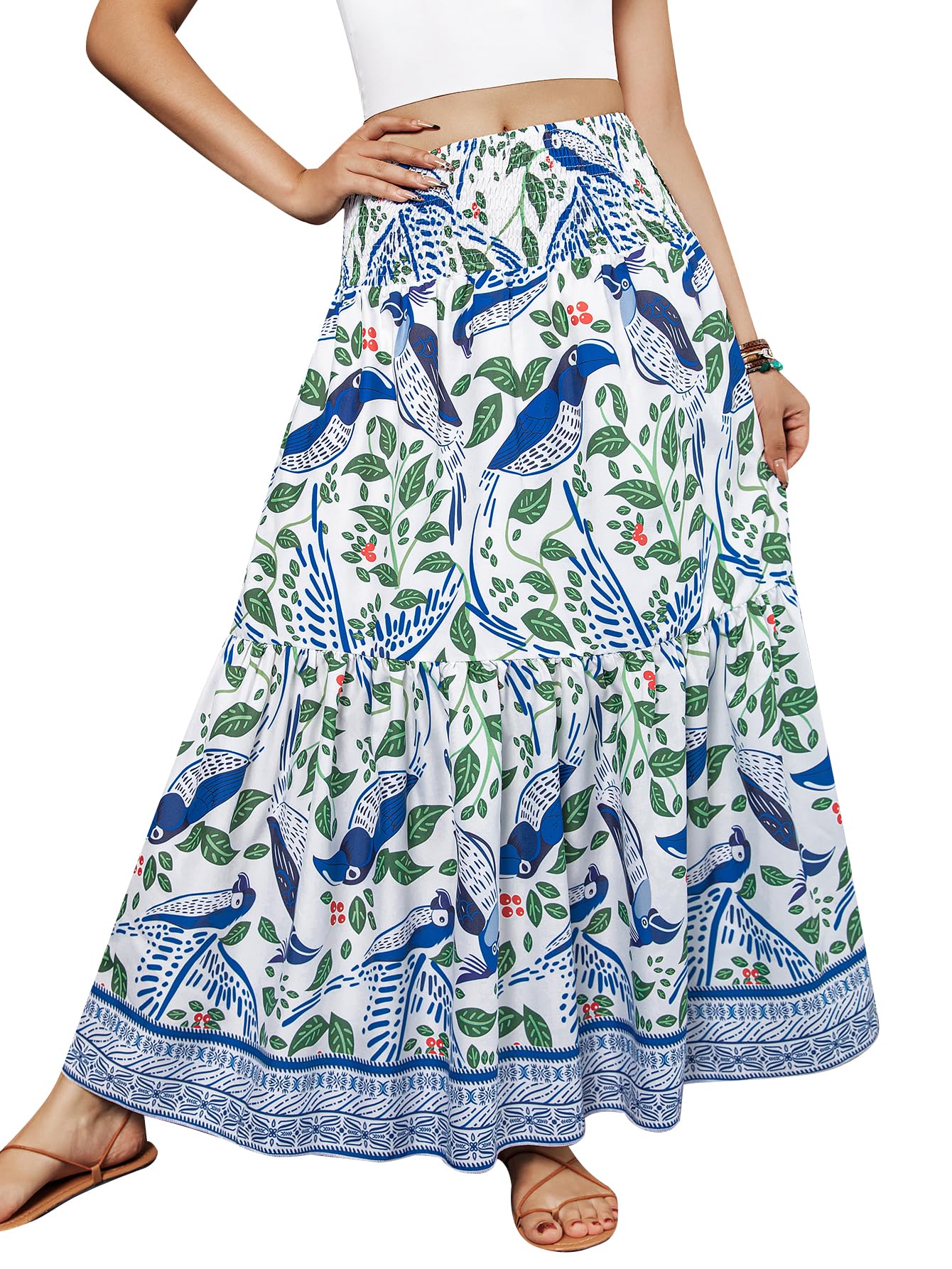 Women's Bohemian High Waist Pleated A-Line Flared Maxi Skirt（Buy 2 Free Shipping）