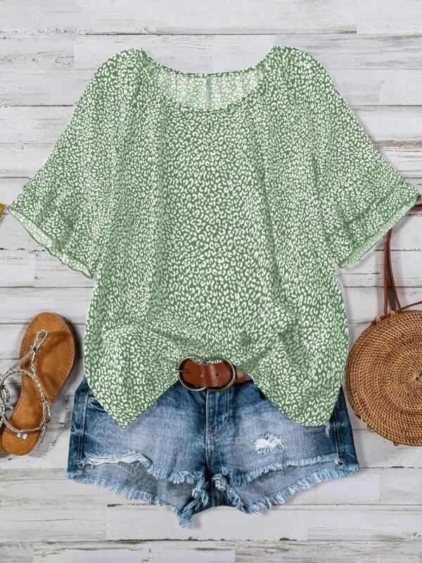Women's Printed Ruffled Layered Sleeve Short Sleeve Top（Buy 2 Free Shipping）