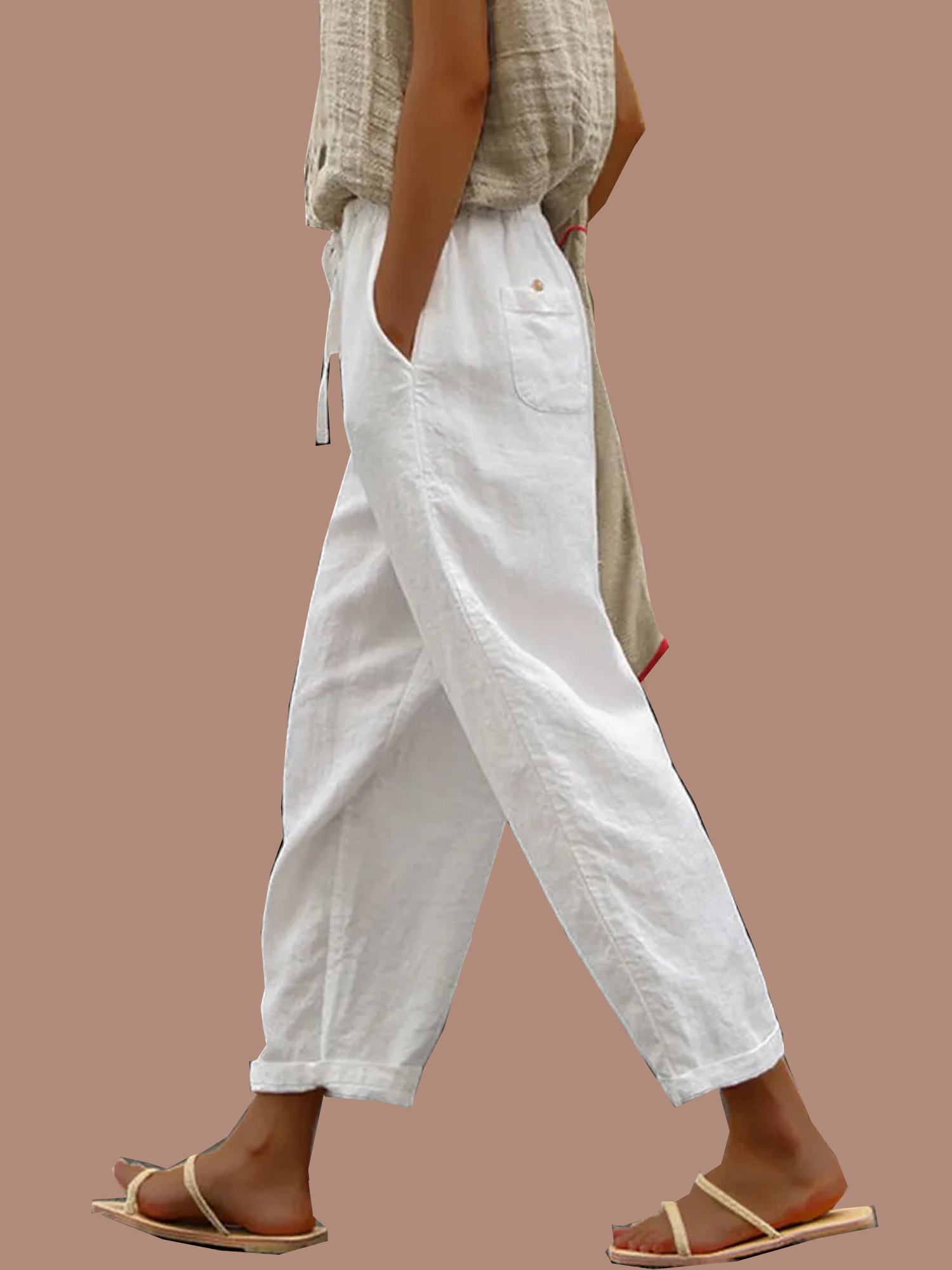 Women's Pure Color Elegant Casual Cotton Pants