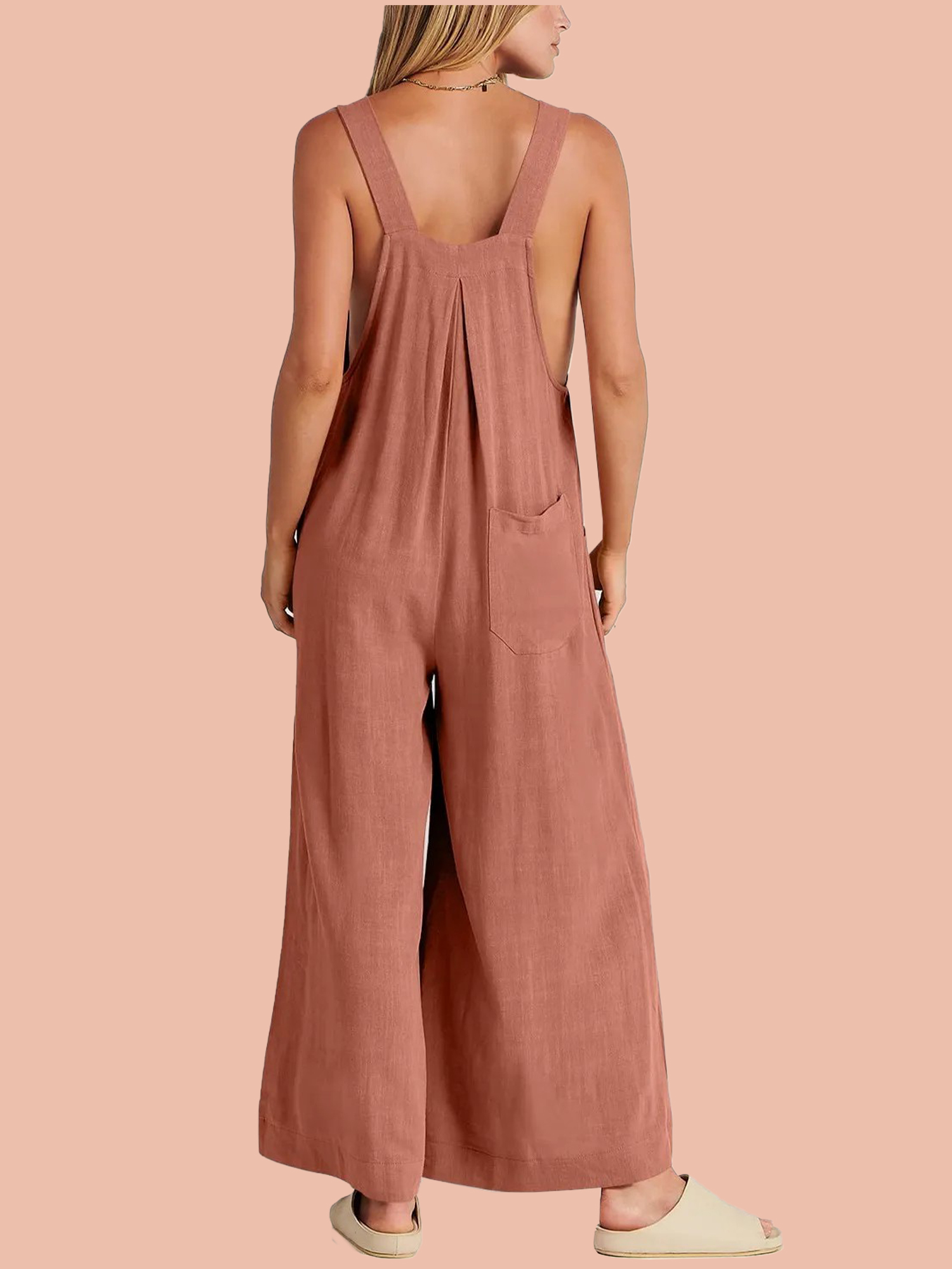 Sleeveless Wide Leg Jumpsuit with Pockets (Buy 2 Free Shipping)