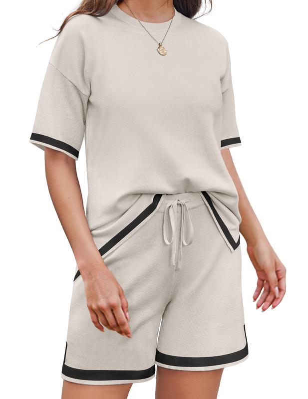 Women's Summer Colorblock Short-sleeved Top And Shorts Two-piece Set(Buy 2 Free Shipping)