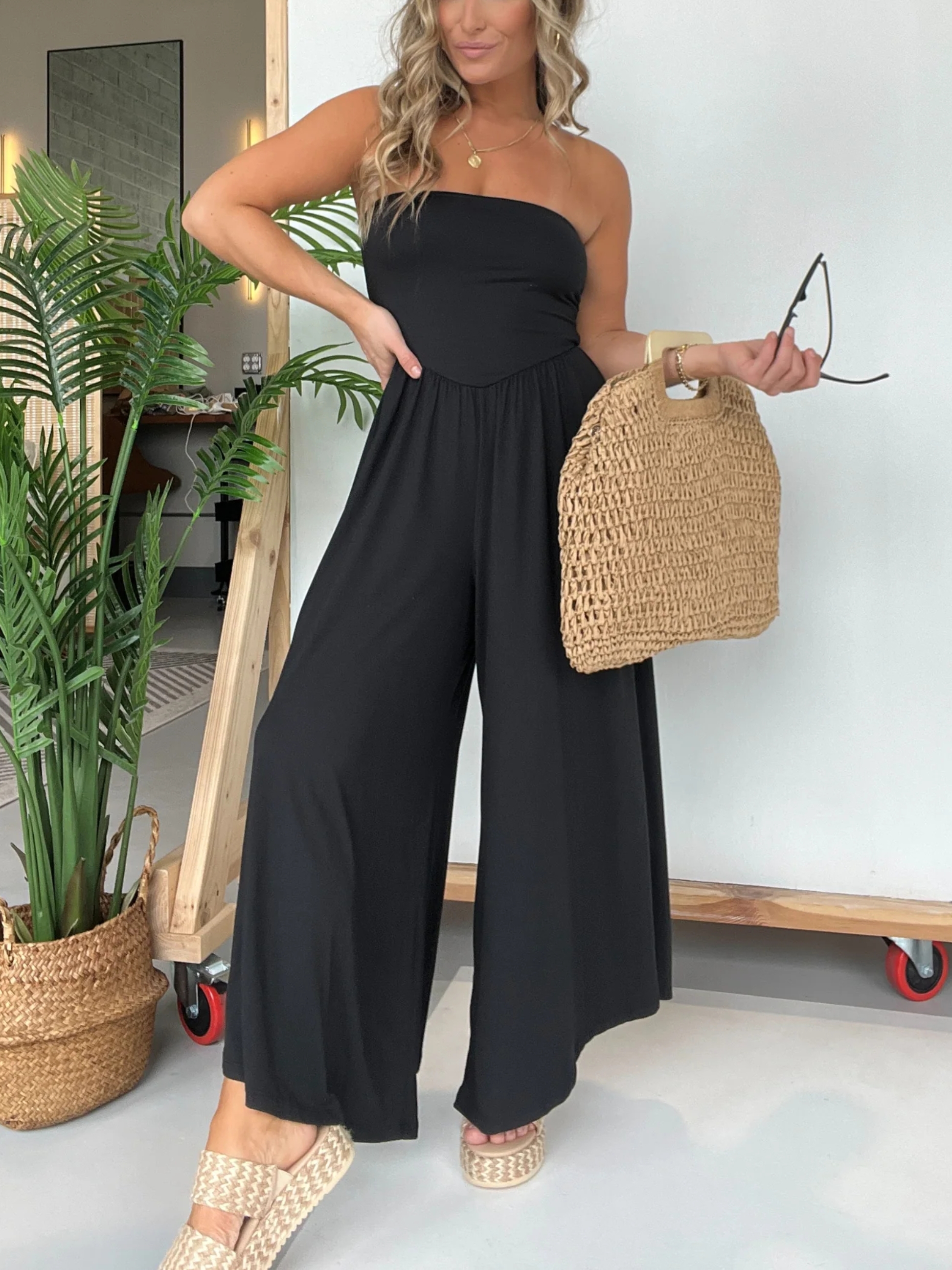 Butter Soft Tube Top Wide Leg Pointed Jumpsuit (Buy 2 Free Shipping)