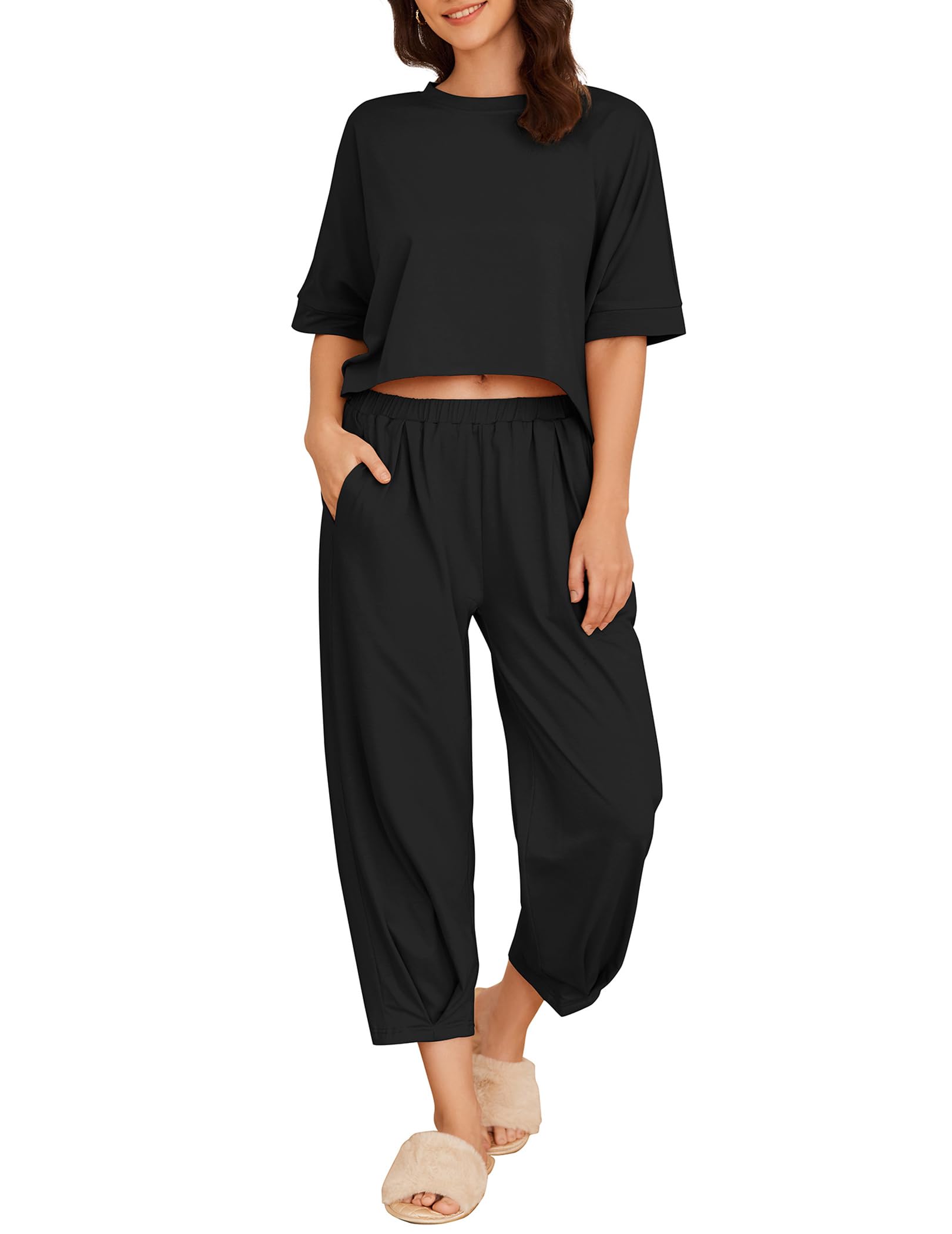 Women's Short Sleeve 2 Piece Loose Loungewear (Buy 2 Free Shipping)