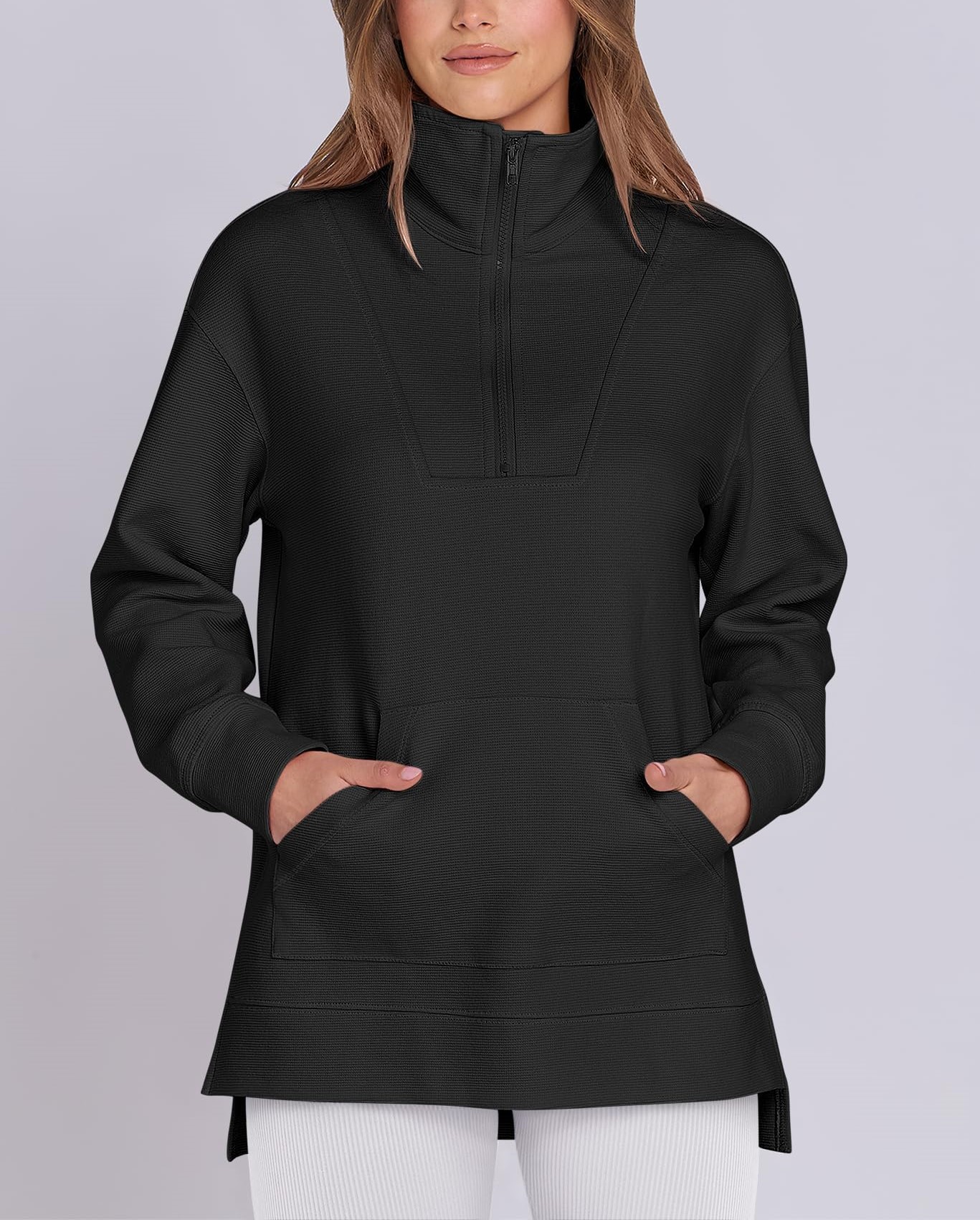 Women's Quarter Zip Oversized Knit Sweatshirts (Buy 2 Free Shipping)
