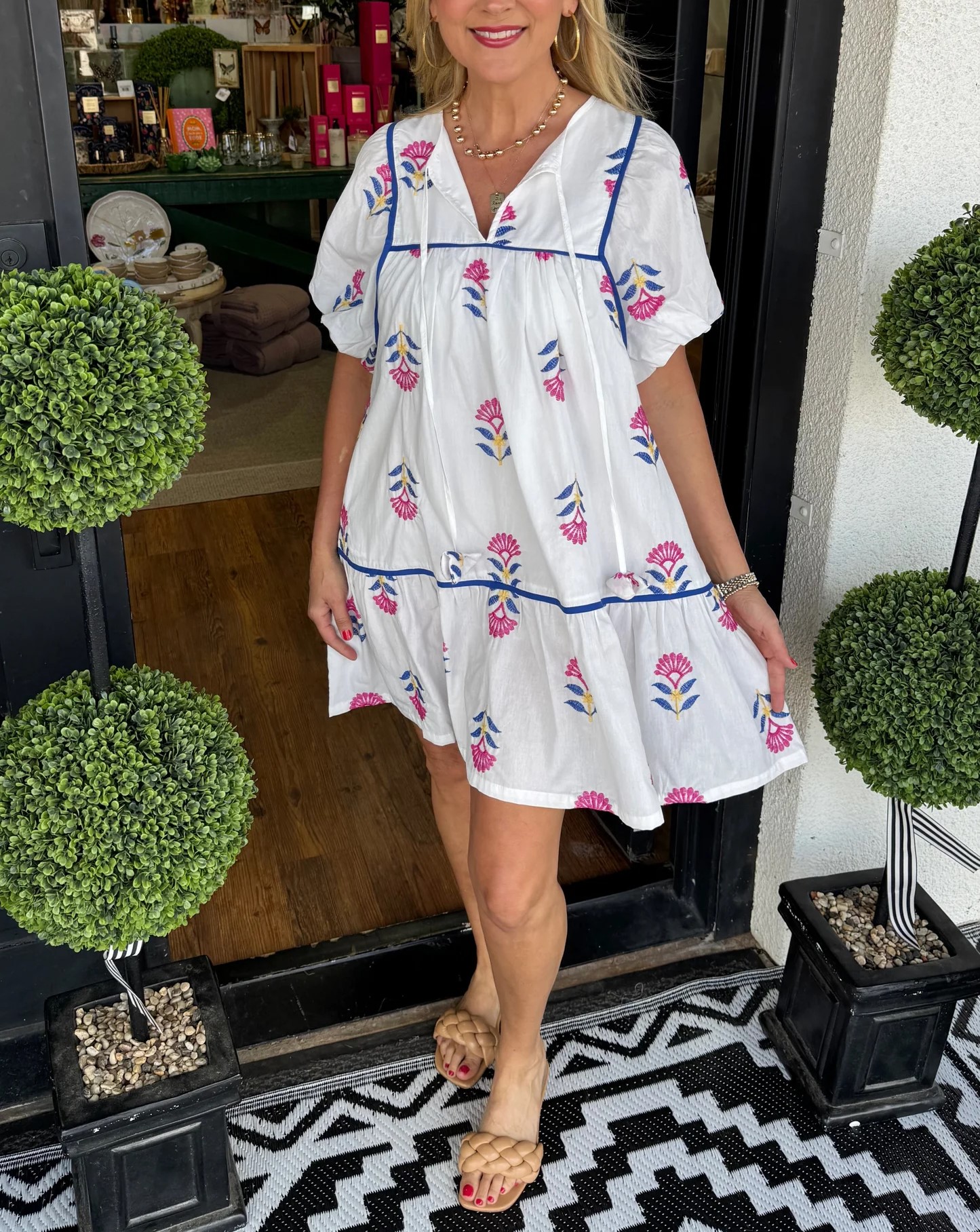 Women's Puff Sleeve Cute Floral Dress