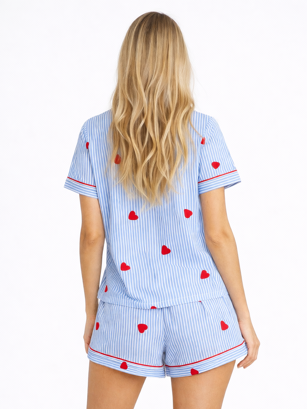 Women's Valentine Heart Striped Pajama Set