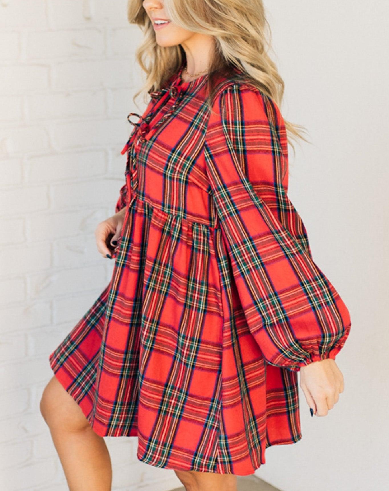 Women's Holiday Plaid Mini Dress (Buy 2 Free Shipping)