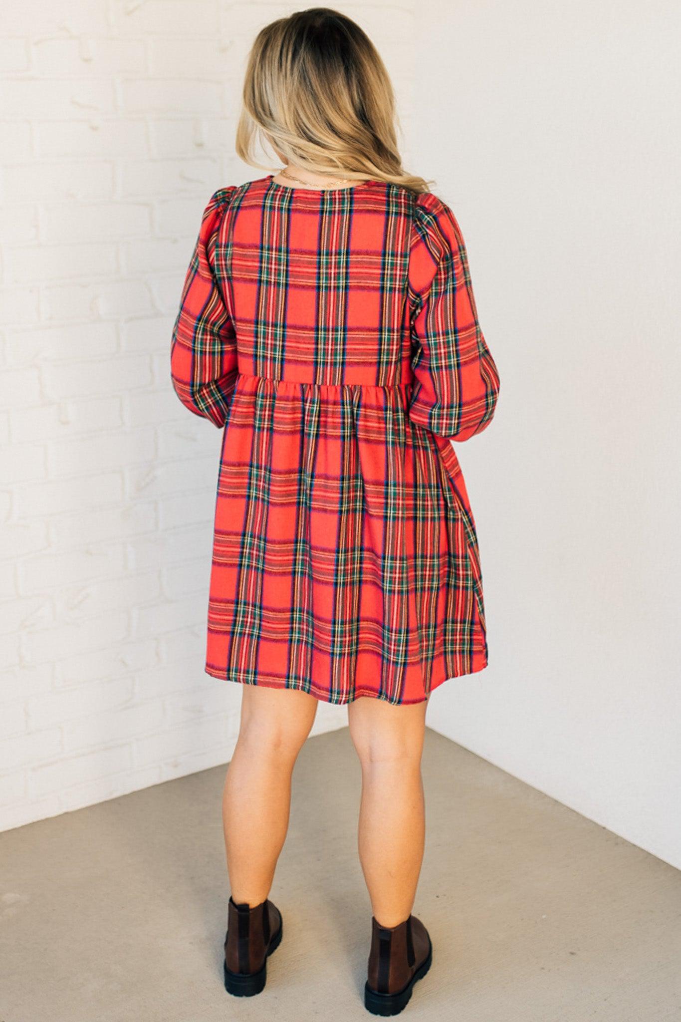 Women's Holiday Plaid Mini Dress (Buy 2 Free Shipping)