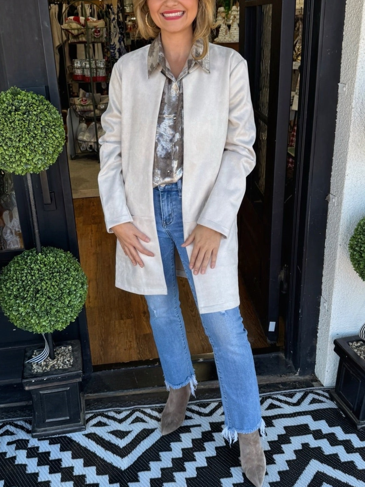 Suede Long Sleeves Jacket With Pockets (Buy 2 Free Shipping)