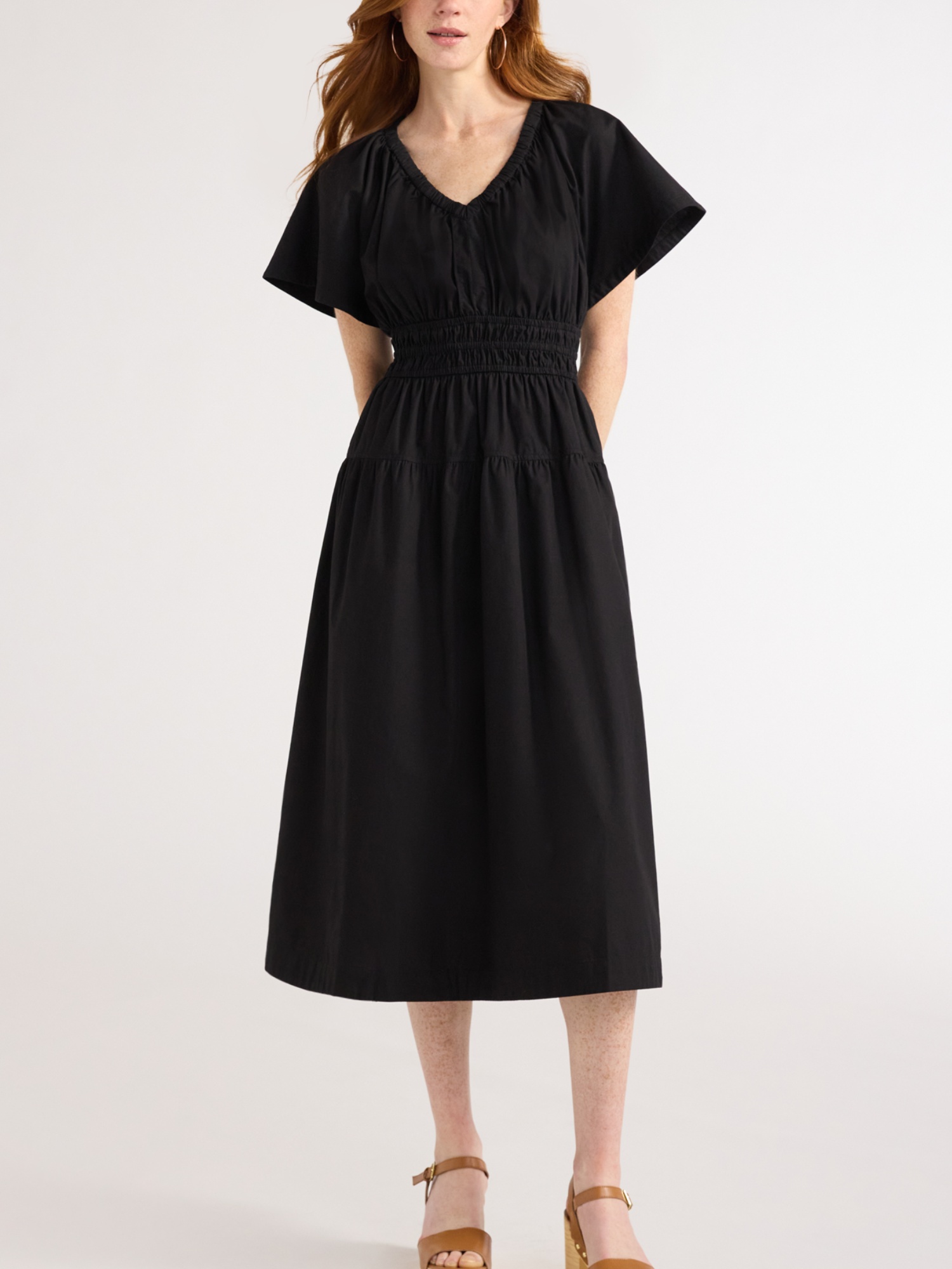 Women's Lightweight Denim Tiered Midi Dress (Buy 2 Free Shipping)