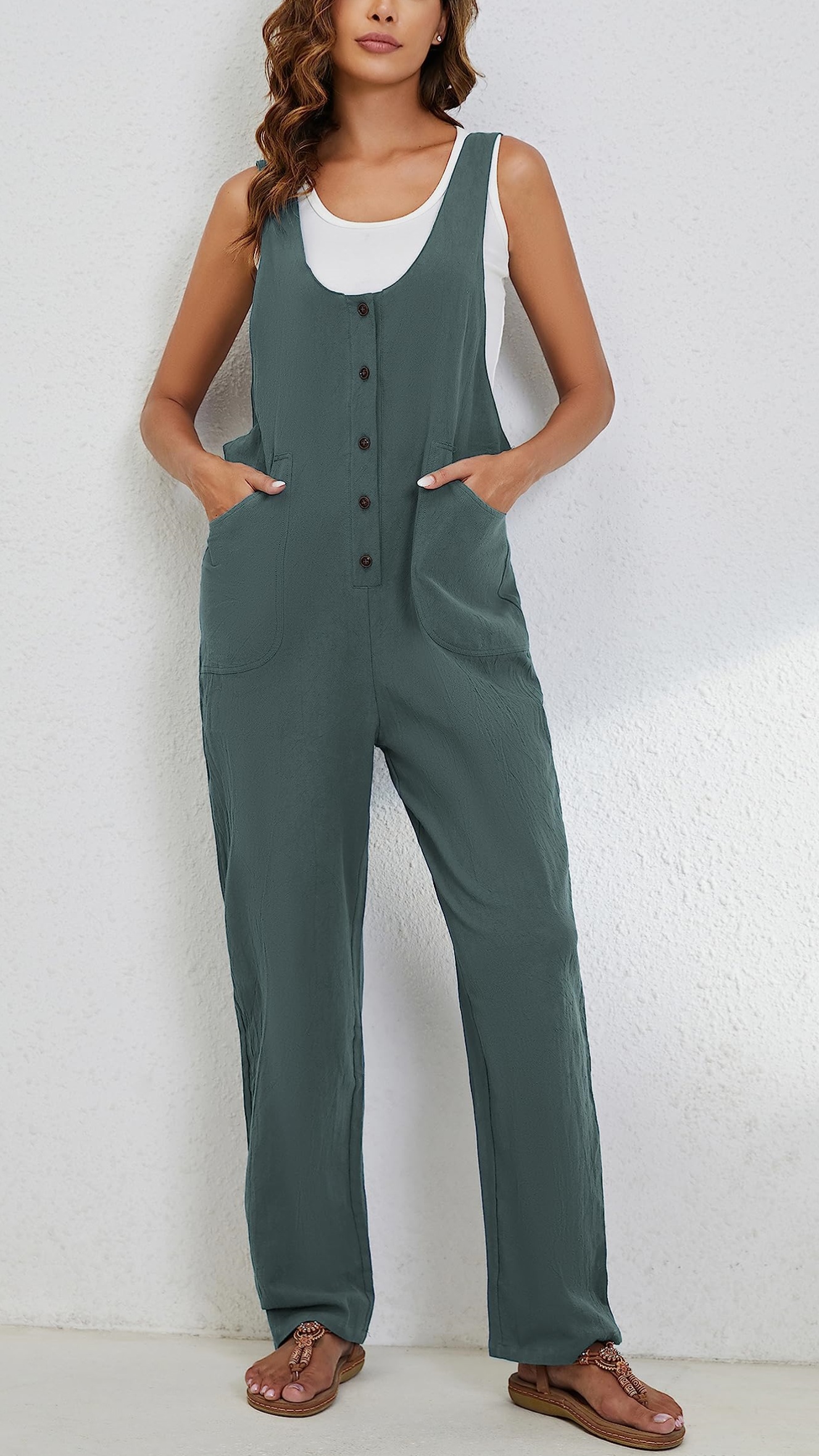 Women’s Adjustable Straps Button Up Jumpsuits (Buy 2 Free Shipping)