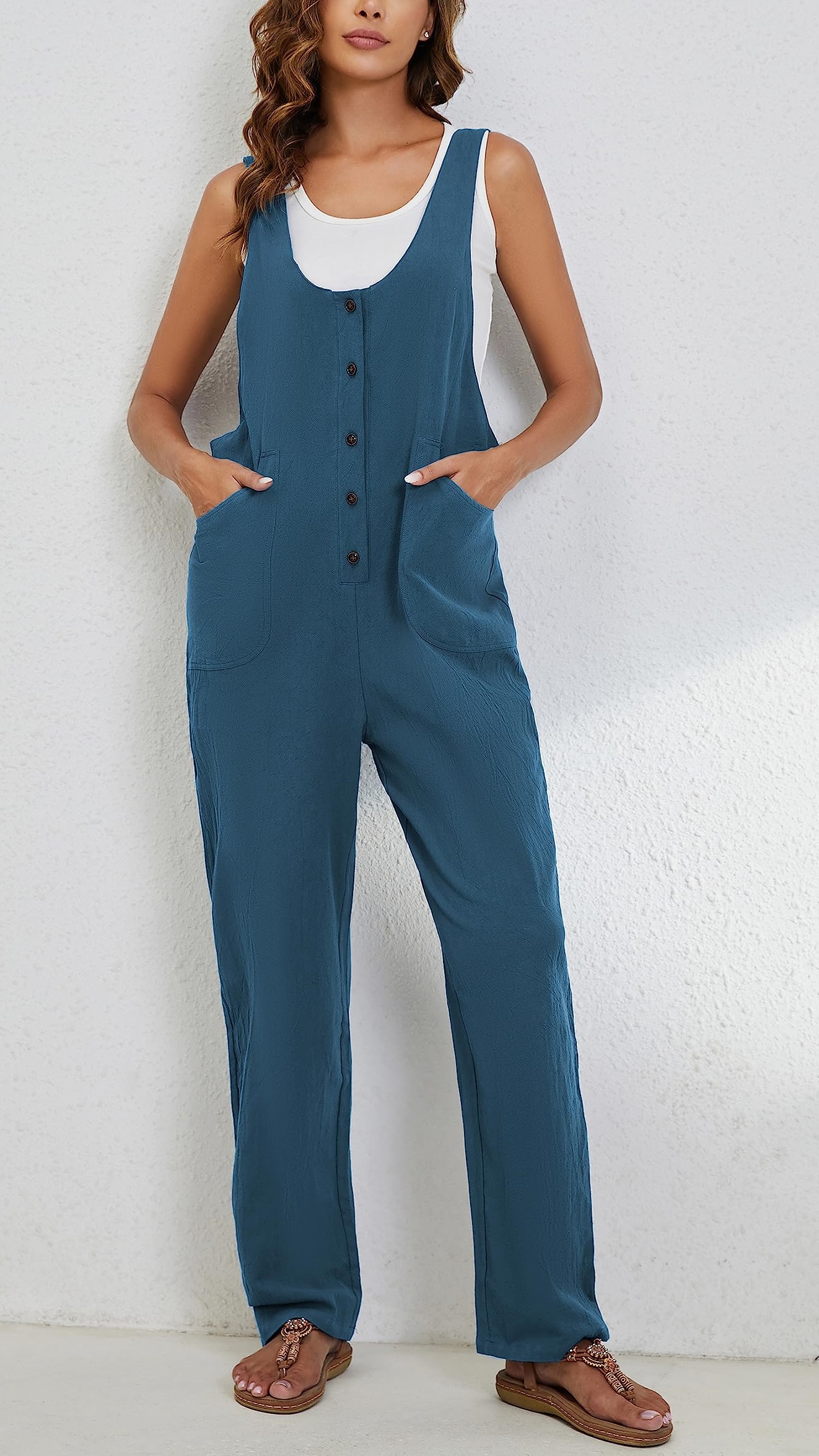Women’s Adjustable Straps Button Up Jumpsuits (Buy 2 Free Shipping)