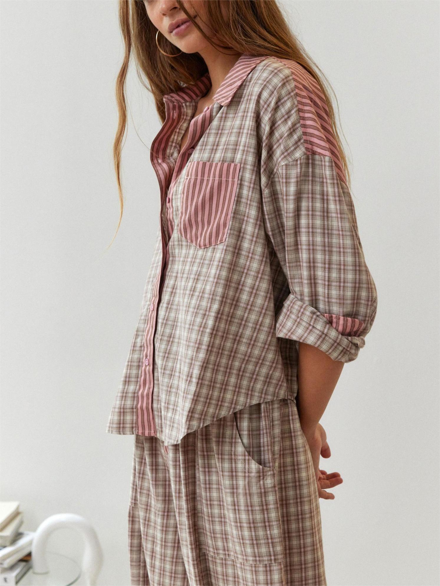 Loose Spliced Pajama Set