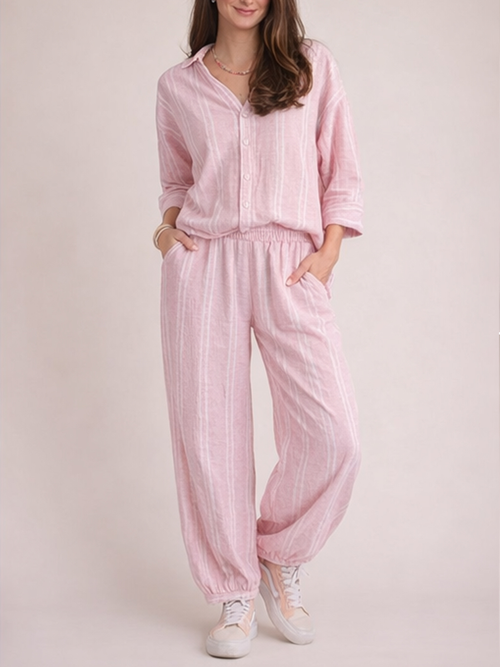 Women’s Oversized Stripe Two Piece Set 