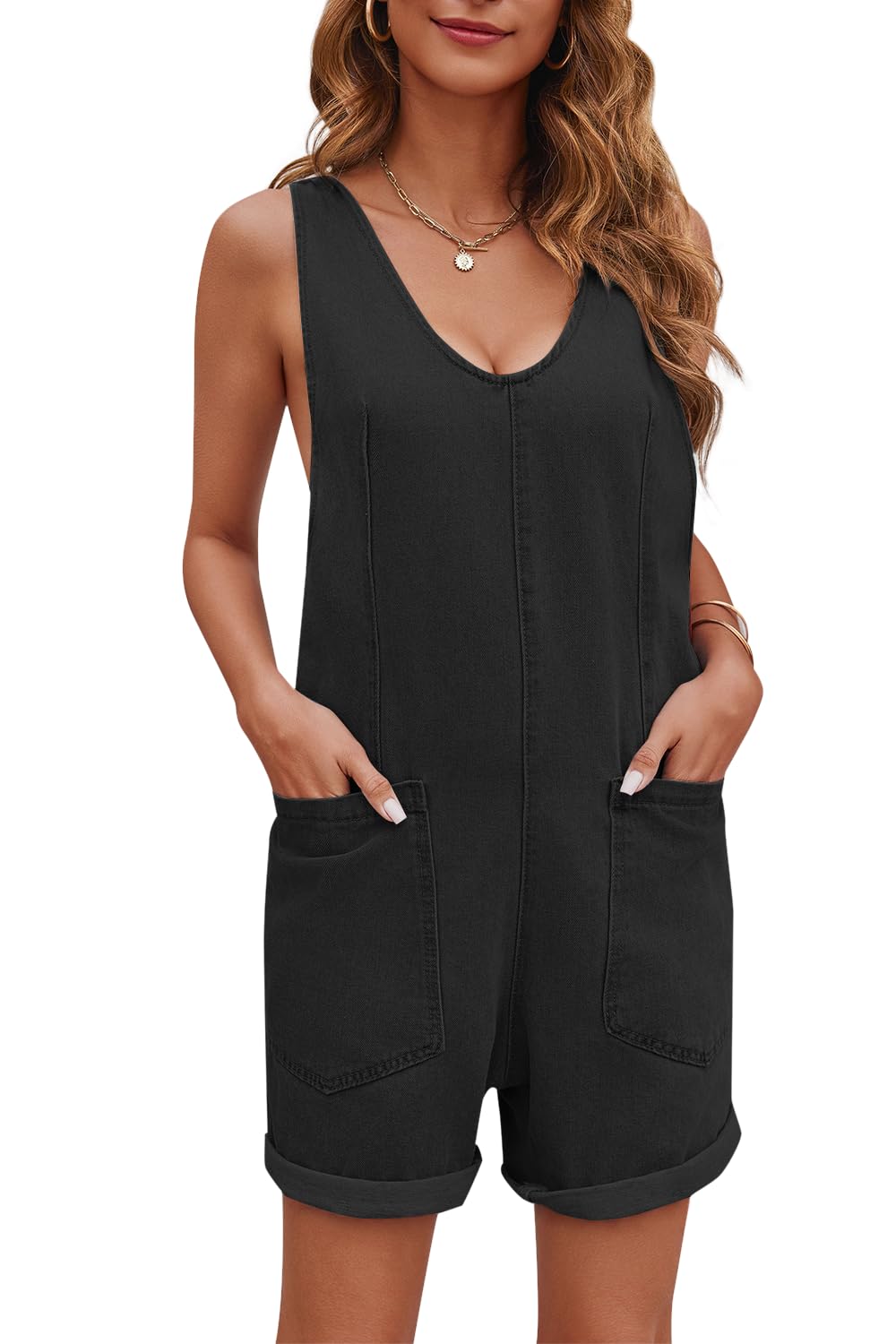 Women's Casual Sleeveless Denim Romper with Pockets (Buy 2 Free Shipping)