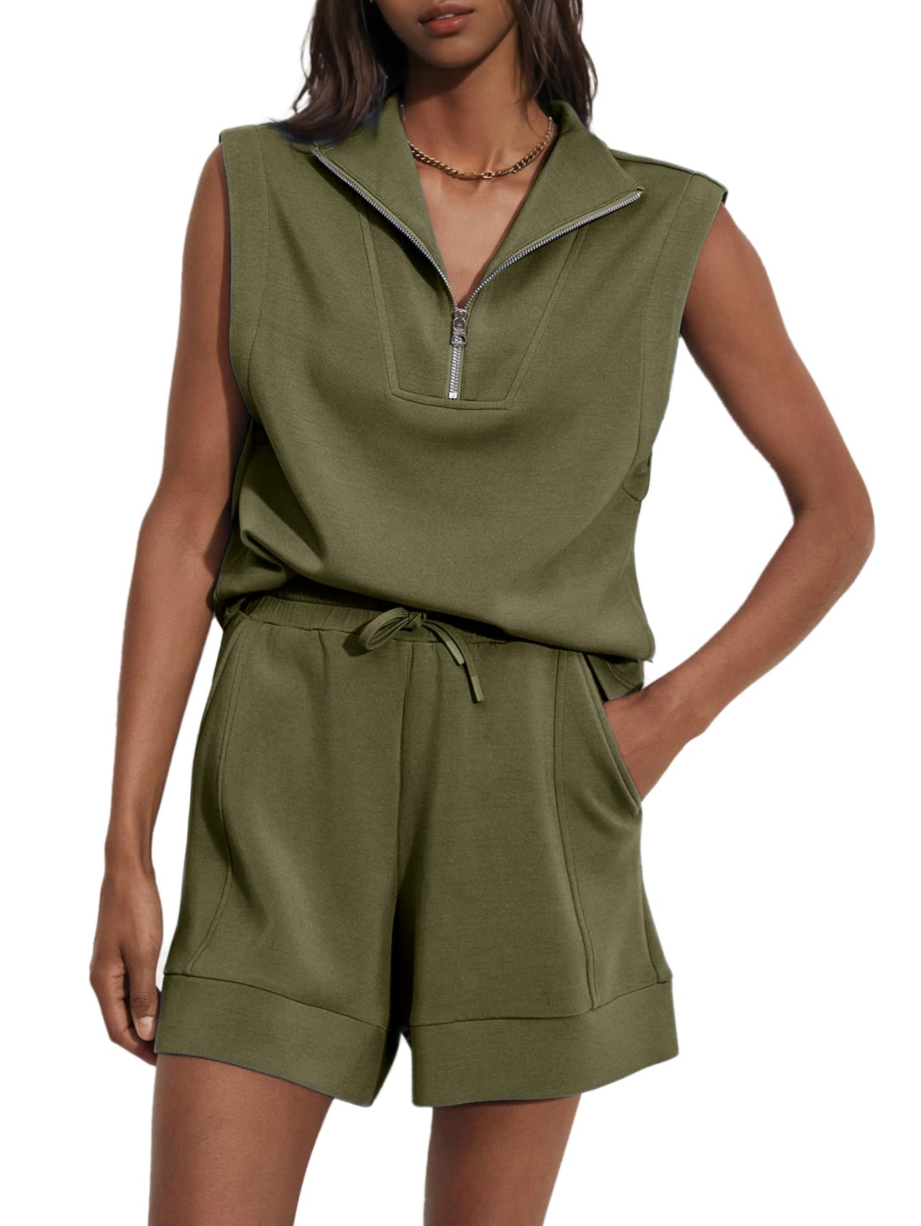 Women's Summer Air Essentials Sleeveless Outfits Two Piece Short Sets