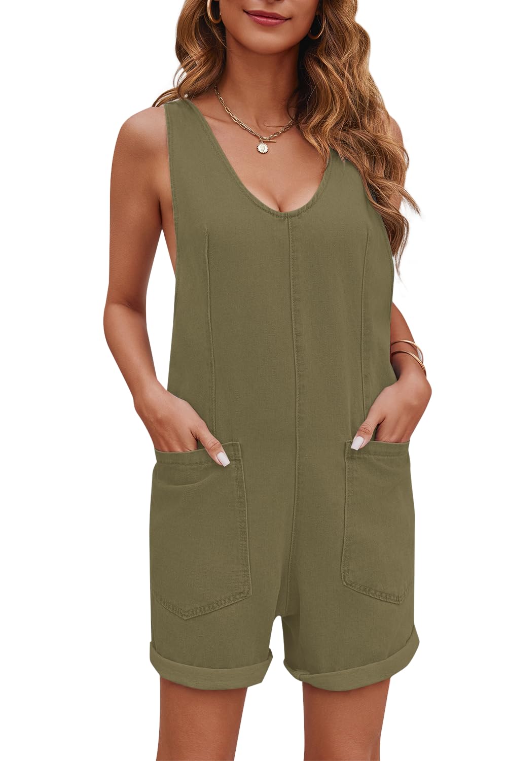 Women's Casual Sleeveless Denim Romper with Pockets (Buy 2 Free Shipping)