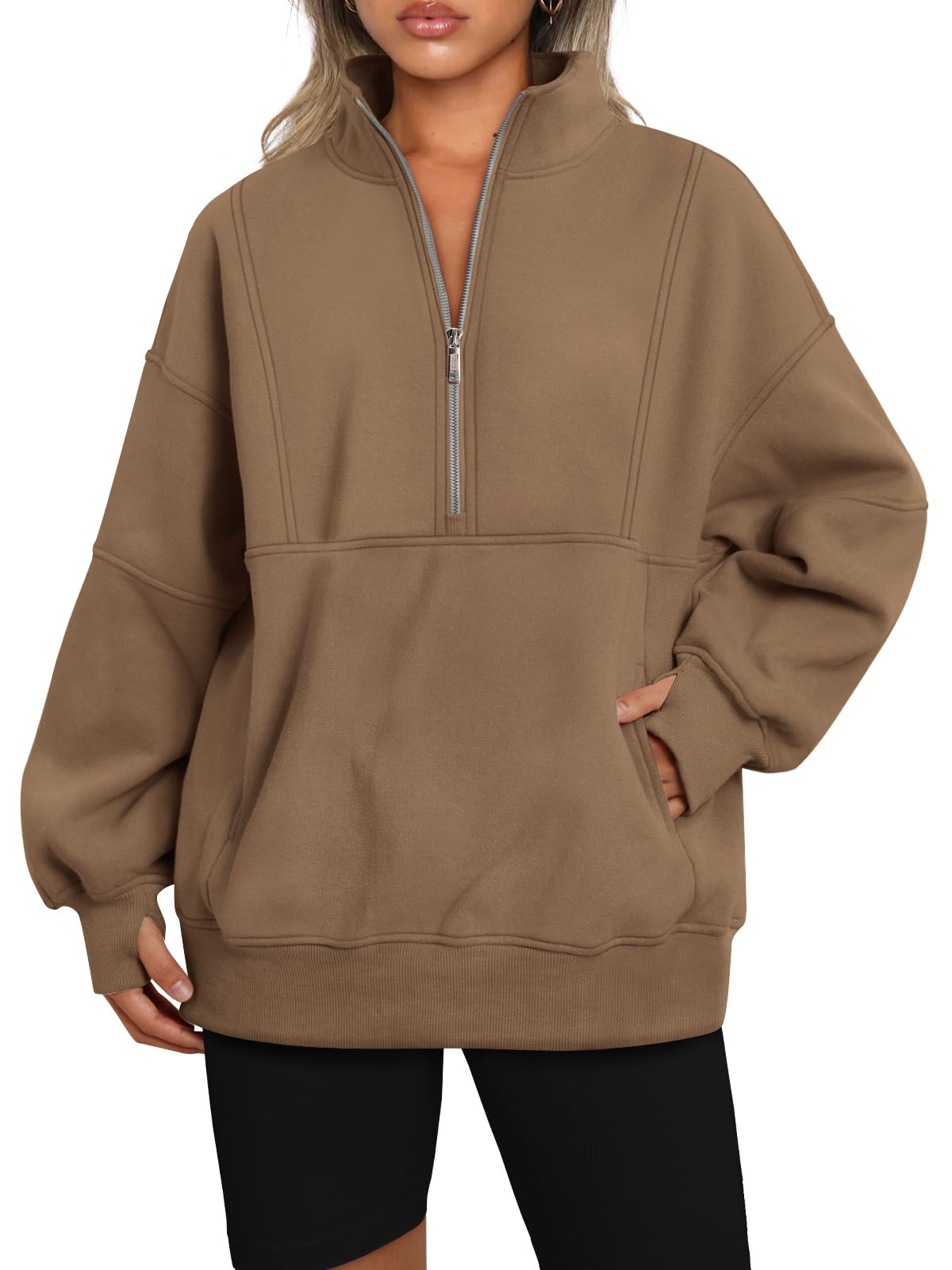 Women's Half Zip Oversized Sweatshirts with Pockerts(Buy 2 Free Shipping)