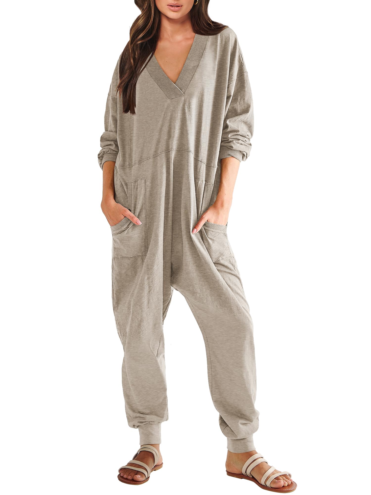 Women's Loose Long Sleeve Jumpsuit with Pockets（BUY 2 FREE SHIPPING）